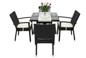 Garden rattan szerelvény GINA 1 + 4 (fekete) - BútorWebáruház24 - Bútor vásárlás online olcsón
