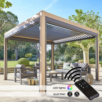 Kerti alumínium pavilon elektromos MEGAN 4x3 m (fahatású) - BútorWebáruház24 - Bútor vásárlás online olcsón