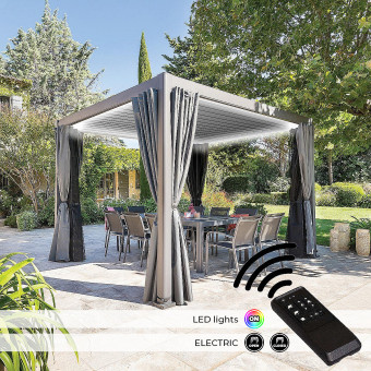 Kerti alumínium pavilon elektromos MEGAN 4x3 m (grafit) - BútorWebáruház24 - Bútor vásárlás online olcsón