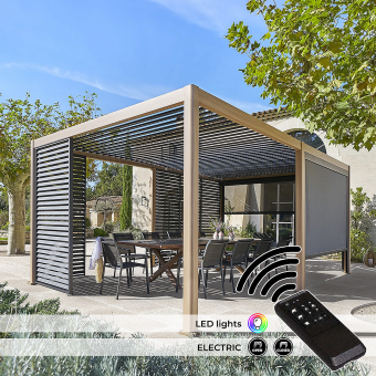 Kerti alumínium pavilon elektromos MEGAN 6x3 m (fa hatás) - BútorWebáruház24 - Bútor vásárlás online olcsón