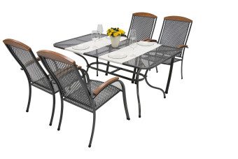 Kerti fém szerelvény PROVENCE I 1 + 4 Téglalap alakú asztal 190x105 cm (CT0310) - BútorWebáruház24 - Bútor vásárlás online olcsón
