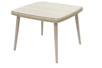 Kerti rattan asztal üveggel VICTORIA 100 x 100 cm (bézs) - BútorWebáruház24 - Bútor vásárlás online olcsón