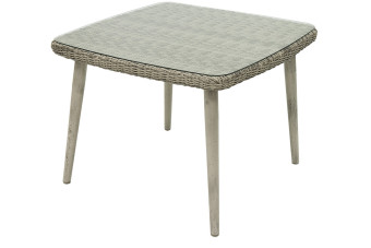 Kerti rattan asztal üveggel VICTORIA 100 x 100 cm (szürke) - BútorWebáruház24 - Bútor vásárlás online olcsón
