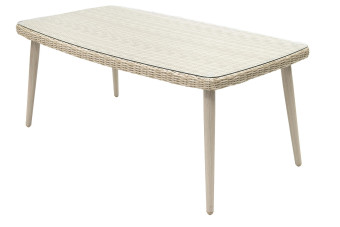 Kerti rattan asztal üveggel VICTORIA 180 x 100 cm (bézs) - BútorWebáruház24 - Bútor vásárlás online olcsón