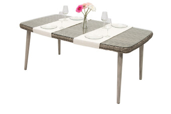 Kerti rattan asztal üveggel VICTORIA 180 x 100 cm (szürke) - BútorWebáruház24 - Bútor vásárlás online olcsón