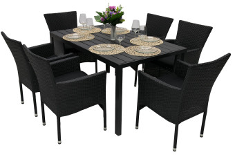 Kerti rattan szett PALERMO 1+6 (különböző hosszúságú) asztal 205x90 cm - BútorWebáruház24 - Bútor vásárlás online olcsón