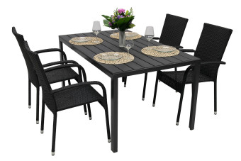 Kerti rattan szett SIENA 1+4 (különböző hosszúságú) asztal 205x90 cm - BútorWebáruház24 - Bútor vásárlás online olcsón