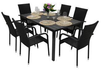 Kerti rattan szett SIENA 1+6 (különböző hosszúságú) asztal 205x90 cm - BútorWebáruház24 - Bútor vásárlás online olcsón