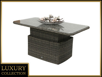 Rattan asztal kihúzható étkező / tároló 150 x 80 cm BORNEO LUXURY (szürke) - BútorWebáruház24 - Bútor vásárlás online olcsón