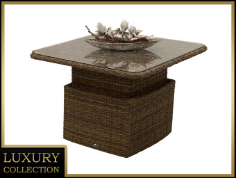 Rattan asztali kihúzható étkező / tároló 100 x 100 cm BORNEO LUXURY (barna) - BútorWebáruház24 - Bútor vásárlás online olcsón