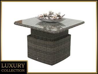 Rattan asztali kihúzható étkező / tároló 100 x 100 cm BORNEO LUXURY (szürke) - BútorWebáruház24 - Bútor vásárlás online olcsón