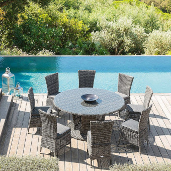 Rattan étkezőkészlet BORNEO LUXURY 1 + 8 (szürke) - BútorWebáruház24 - Bútor vásárlás online olcsón