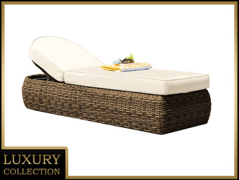 Rattan nyugágy állítható párnázat 198 x 68 cm BORNEO LUXURY (barna) - BútorWebáruház24 - Bútor vásárlás online olcsón