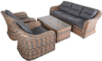 Rattan szett CORDOBA (szürke-barna) - BútorWebáruház24 - Bútor vásárlás online olcsón