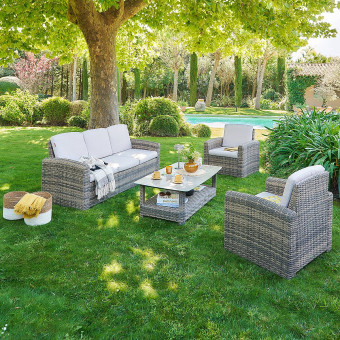 Rattan szett SANTORINI 5 személyes (barna) - BútorWebáruház24 - Bútor vásárlás online olcsón