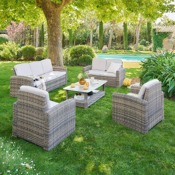 Rattan szett SANTORINI 7 személyes (barna) - BútorWebáruház24 - Bútor vásárlás online olcsón