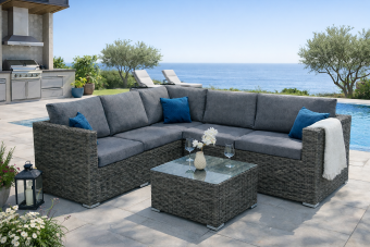 Rattan variálható sarokgarnitúra MALIBU 5 személyes (szürke) - BútorWebáruház24 - Bútor vásárlás online olcsón