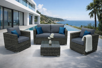 Rattan variálható ülőgarnitúra MALIBU 4 fő részére (szürke) - BútorWebáruház24 - Bútor vásárlás online olcsón