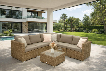 Rattan variálható ülőgarnitúra MALIBU 5 fő részére (bézs-barna) - BútorWebáruház24 - Bútor vásárlás online olcsón