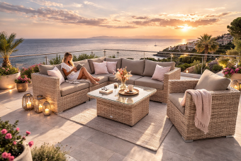 Rattan variálható ülőgarnitúra MALIBU 6 fő részére (cappuccino) - BútorWebáruház24 - Bútor vásárlás online olcsón