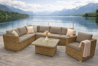 Rattan variálható ülőgarnitúra MALIBU 7 fő részére (bézs-barna) - BútorWebáruház24 - Bútor vásárlás online olcsón